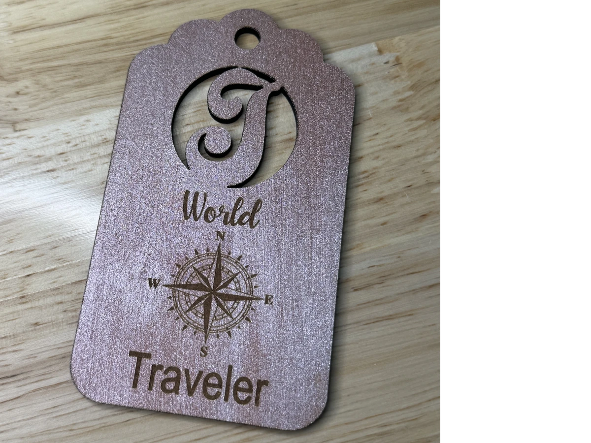 Travel tags engraved with monogram initials