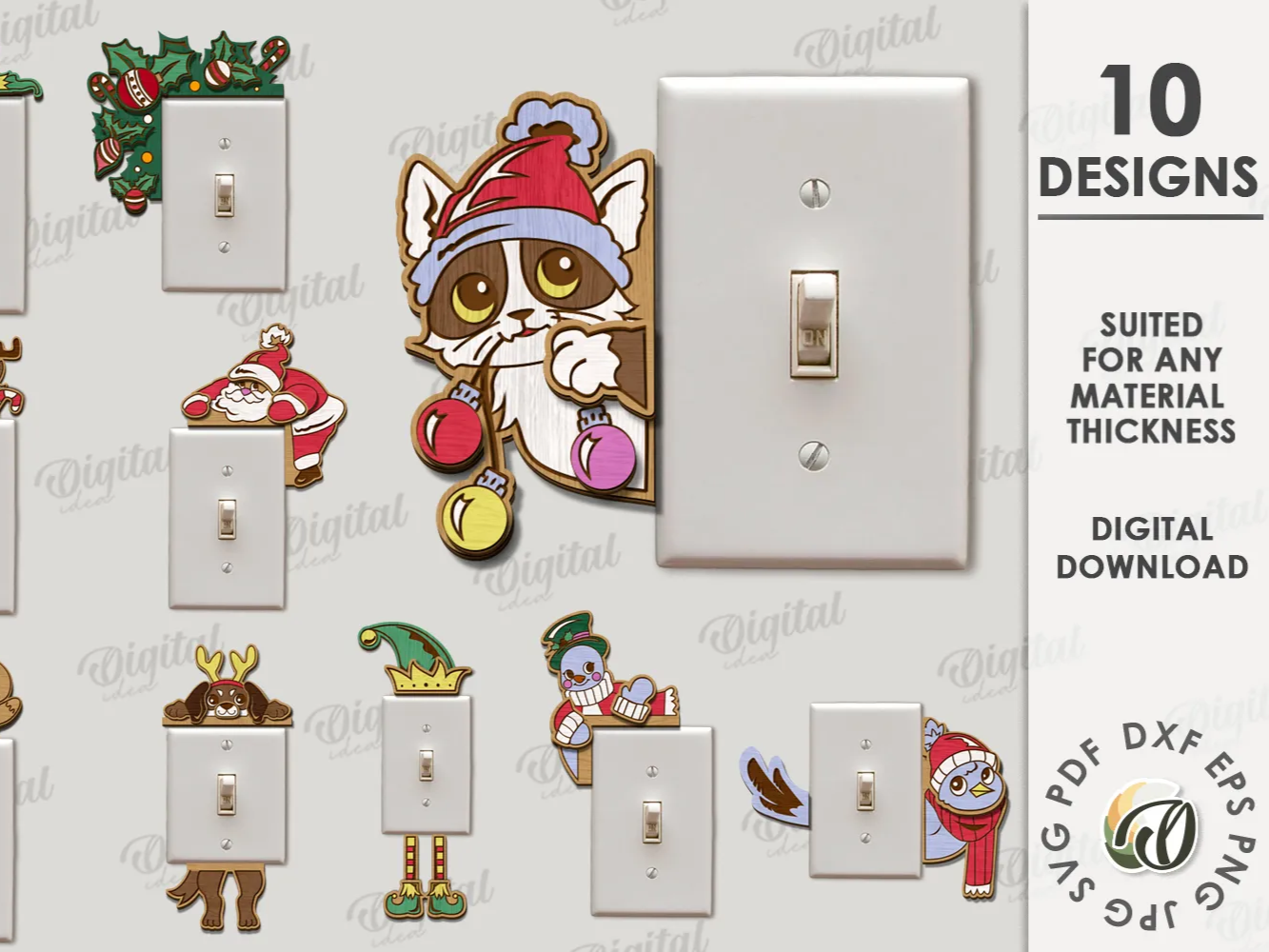 3D-Weihnachts-Steckdosendeko-Bundle – Idee für Lichtschalter-Abdeckung