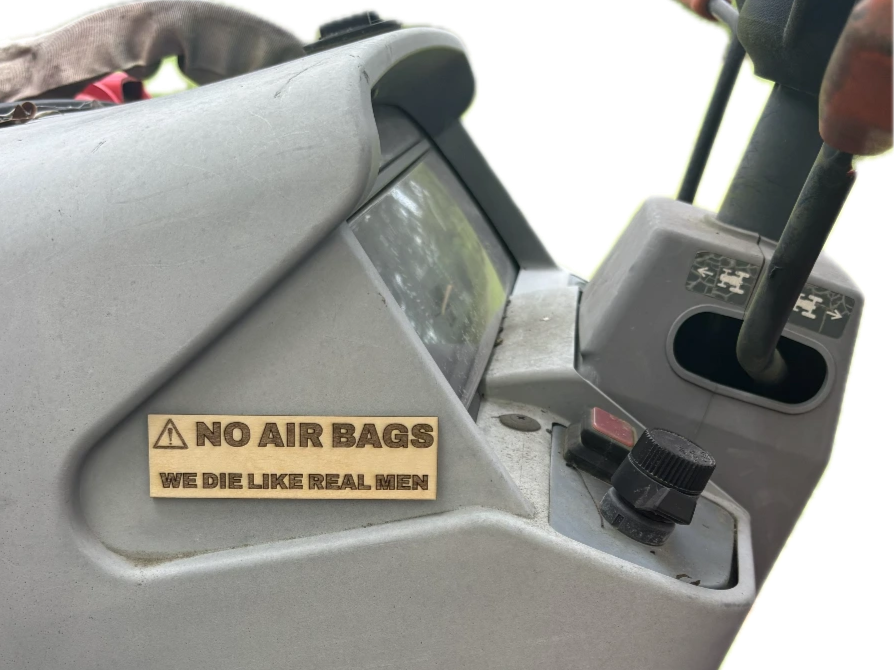 No Air Bags We Die Like Real Men Funny Warning Sign boyfriend birthday gift idea