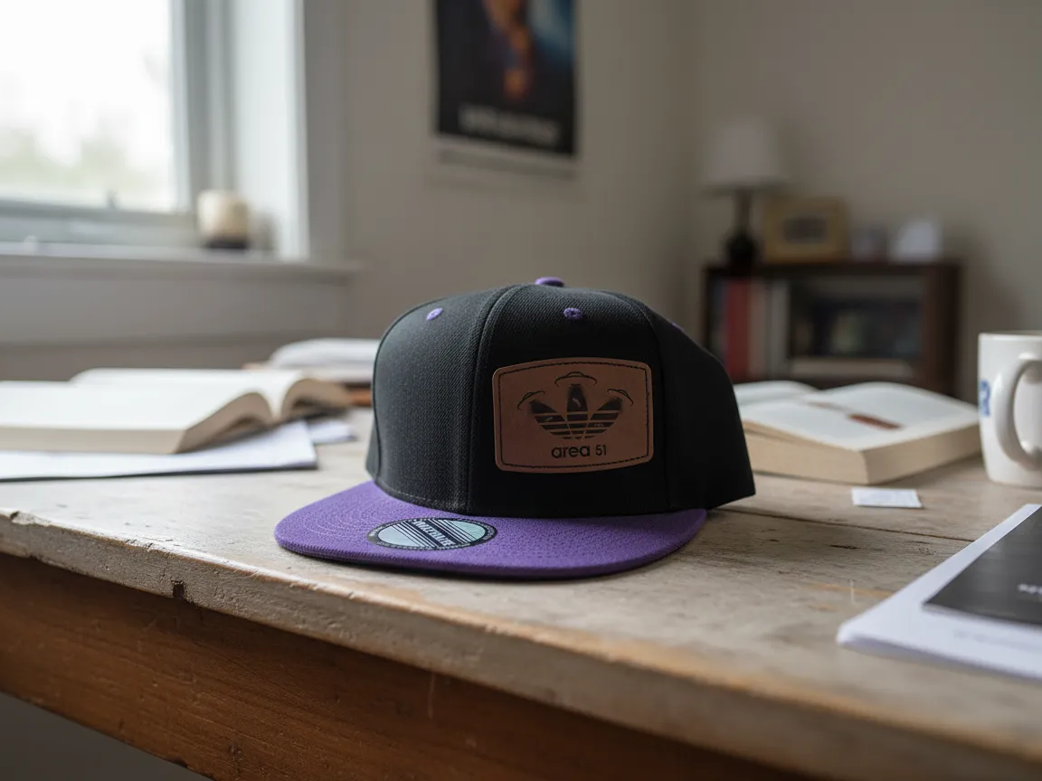 Cap with a laser-engraved Area 51 leather patch