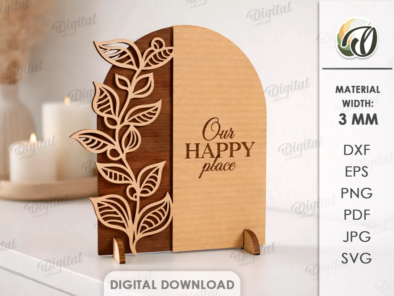 Inspirational Home Quote Shelf Sitters laser-cut design on a styled shelf