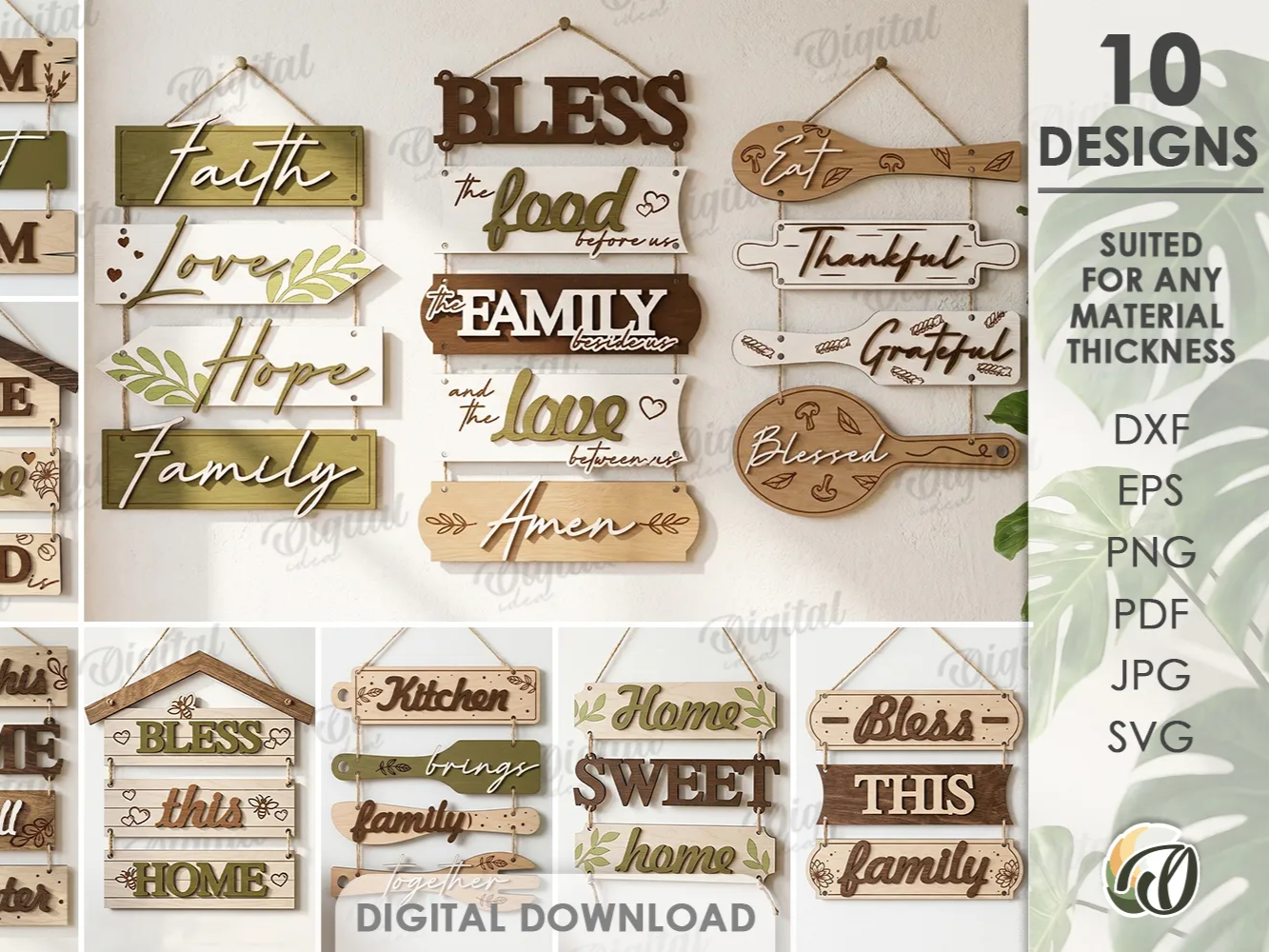 3D Rustic Home Wall Sign Bundle kitchen wall art and decor idea