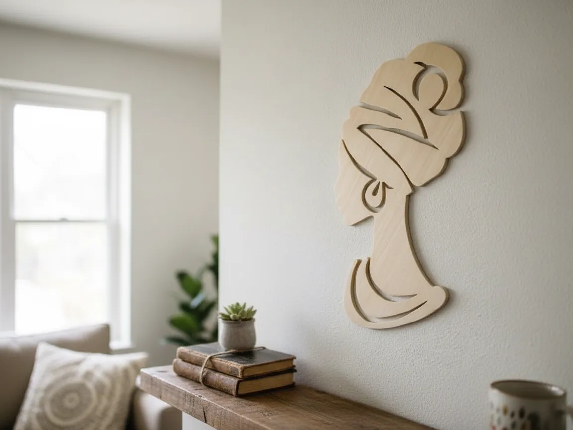 Wooden Wall Art Silhouette of a Woman gift for her design