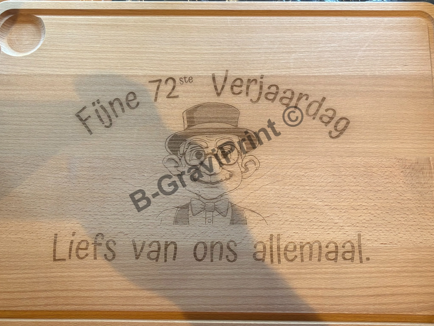 Wooden Cutting Board: Fijne 72ste Verjaardag (Happy 72nd Birthday) birthday gift design