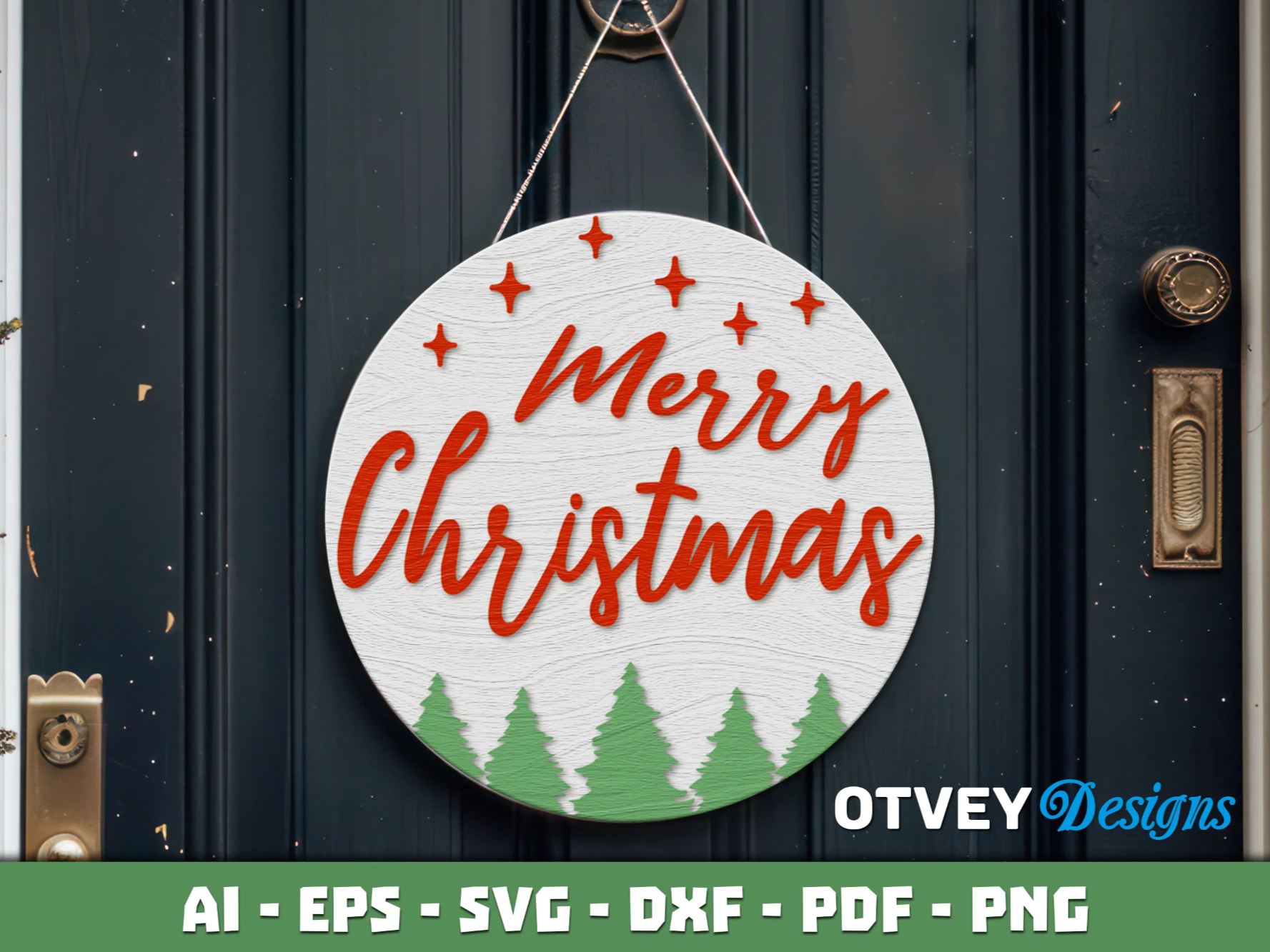 Laser cut and engrave | Merry Christmas Round Sign Door Hanger Lasercut ...