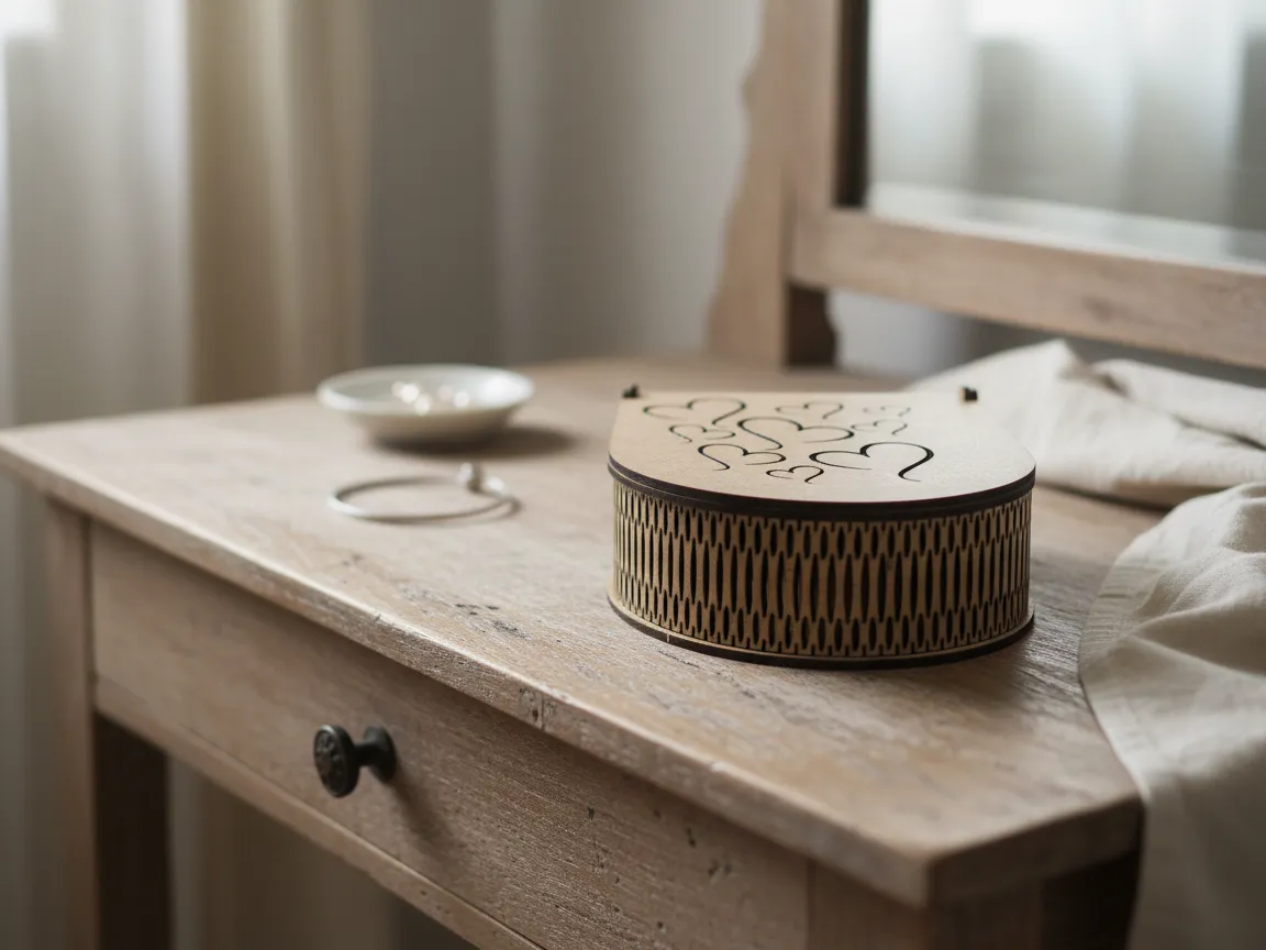 Wooden Heart-Pattern Keepsake Box birthday gift for girlfriend idea