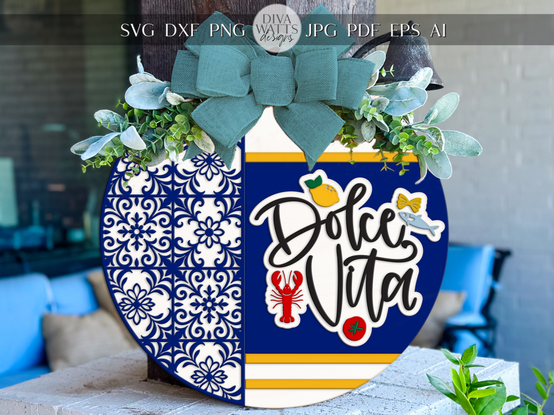 ドルチェ・ヴィータ ラウンドドアサイン SVG|イタリアンキッチンデコ レーザーカットファイルのレーザーカットキッチンサインアイデア