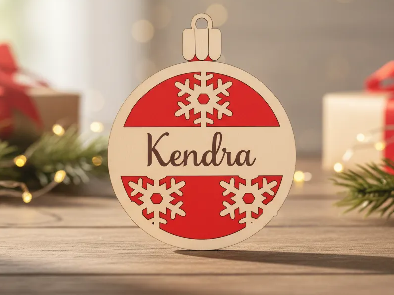 Christmas Laser Cut Customizable Bulb Ornament – personalizirana zasnova božičnega okraska