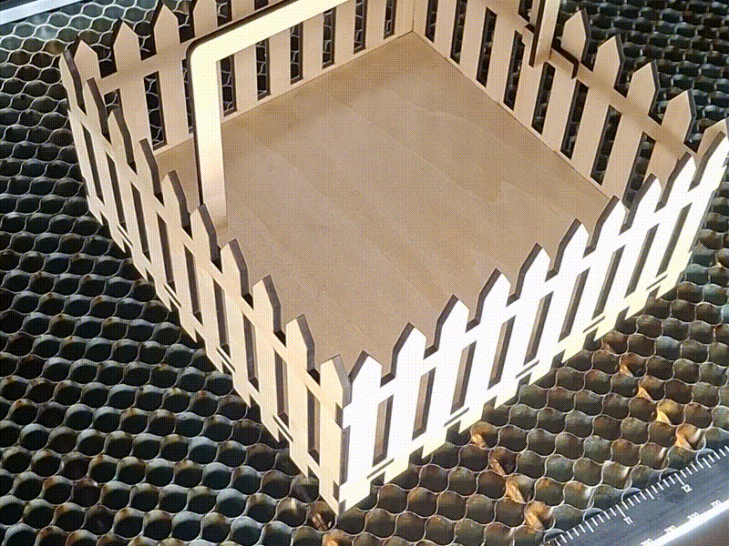 Wooden Picket Fence Basket for Tabletop Display