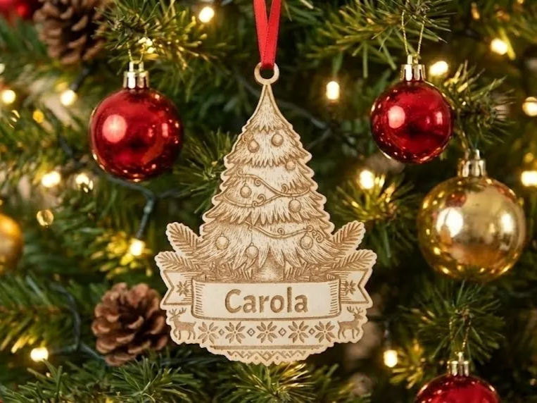 Custom Name Banner Tree Ornament Christmas Eve box idea