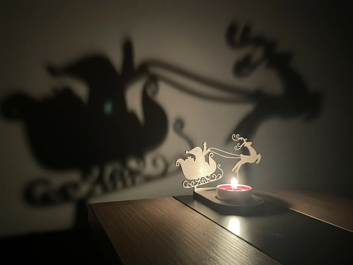 Christmas candle holders with a Santa's sleigh tealight and LED candle design