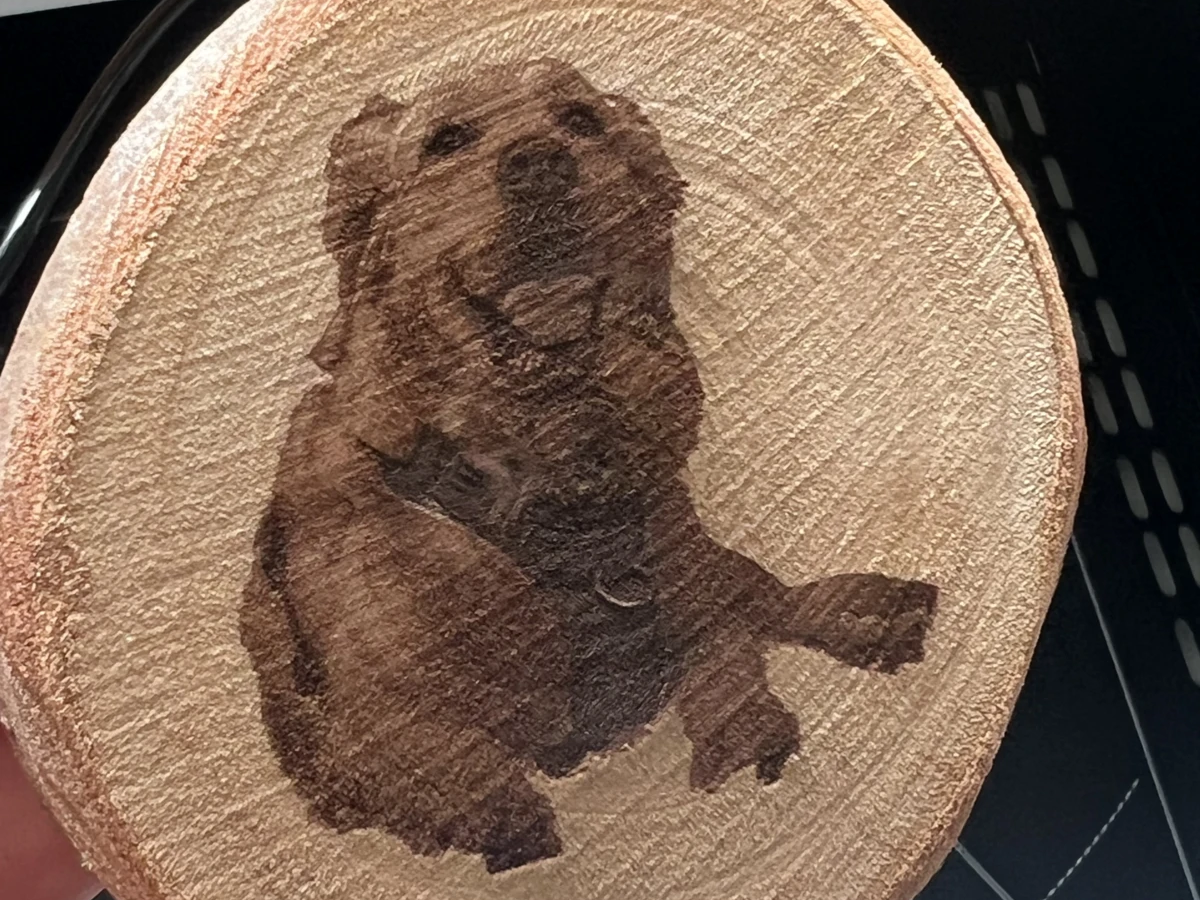 Wood Coaster with a Dog Portrait