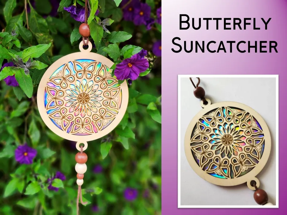 Butterfly Suncatcher with Colorful Mandala Design mandala craft idea