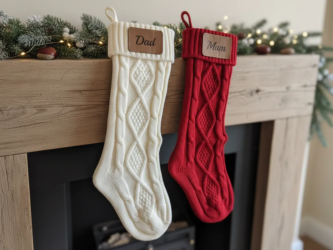 Leather Patch: Christmas Stockings for Dad and Mum christmas gift design