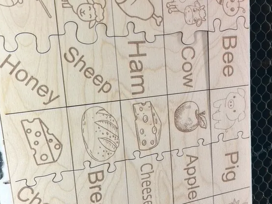 Picture-Word Matching Puzzle laser cut word puzzle idea