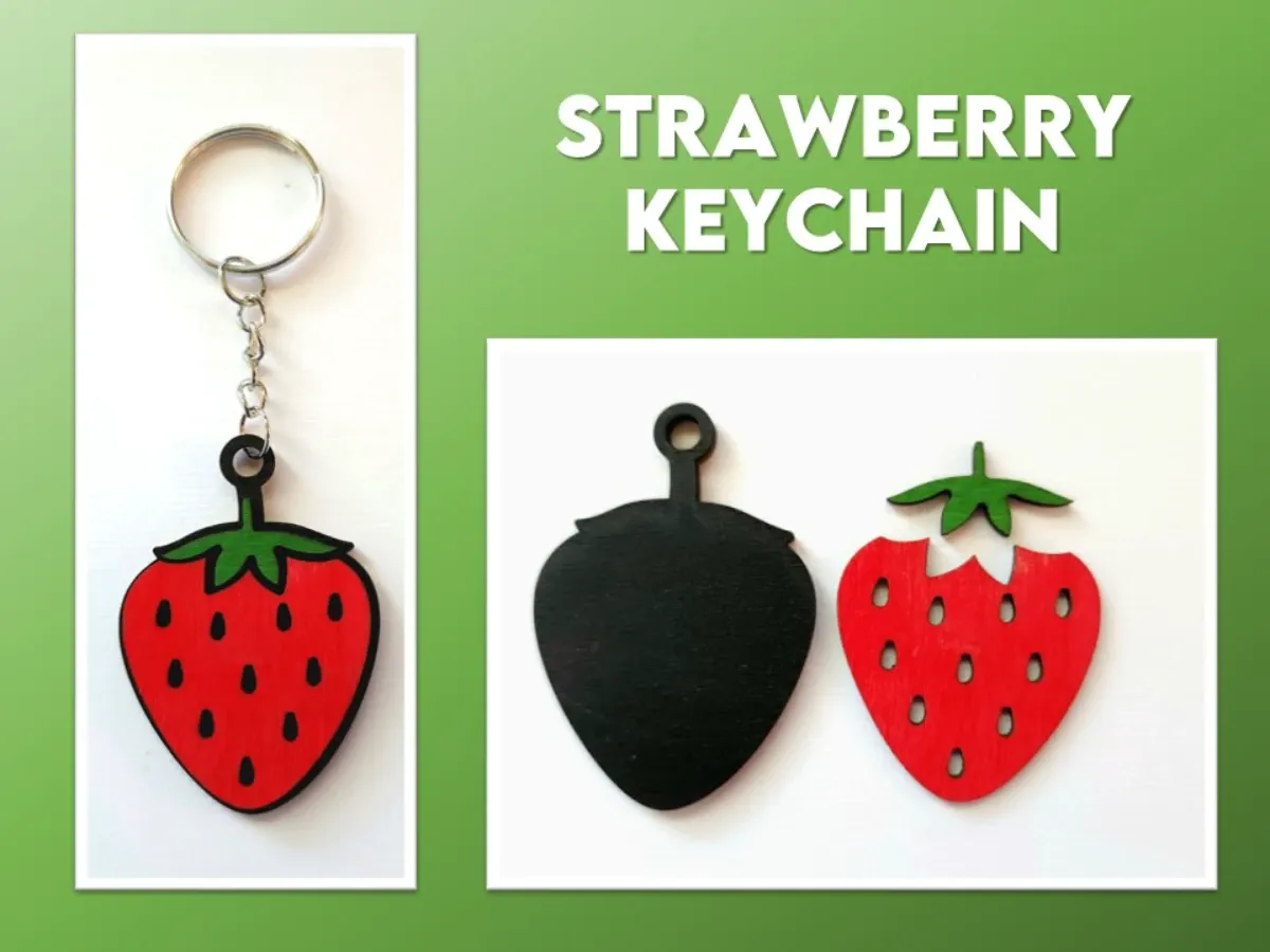 Strawberry Fruit Keychain laser cut keychain idea for women