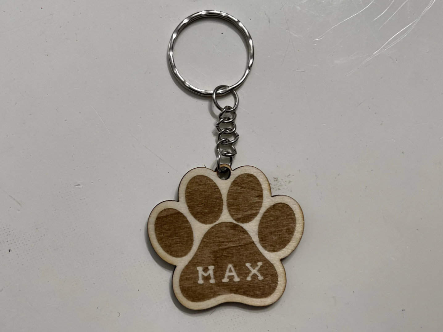 Dog Paw Name Keychain wood keychain idea
