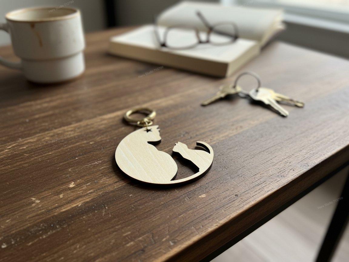 Cat and Kitten Silhouette Keychain | Free Files - Atomm