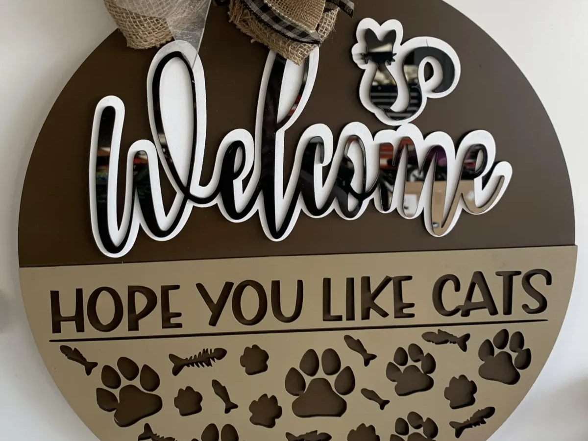 Panneau de bienvenue amoureux des chats modèle de panneau de bienvenue