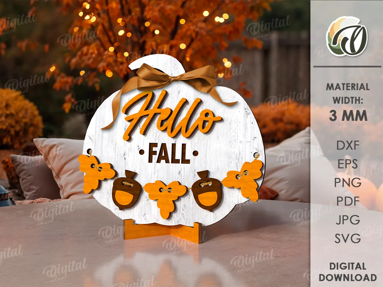 Cartello a zucca autunnale 3D. Cartello murale autunnale con supporto tagliato al laser. SVG con citazione autunnale. Decorazione per la casa. Zucca da mensola in legno - vero progetto zucca Atomm