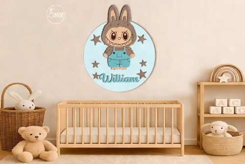 [Laser cut and engrave] Labubu Name Sign for Baby Room