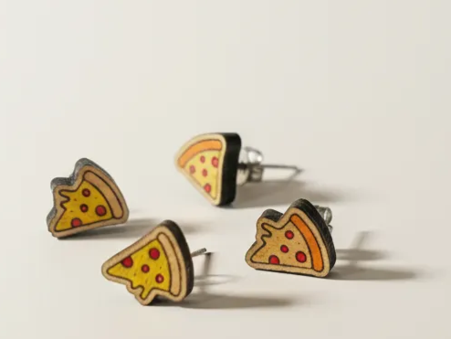 Pizza Slice Stud Earrings gift for teens idea