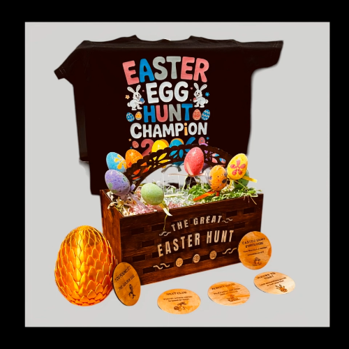 [Laser cut and engrave,DTF Printing] The Great Easter Hunt Basket & Clue Set