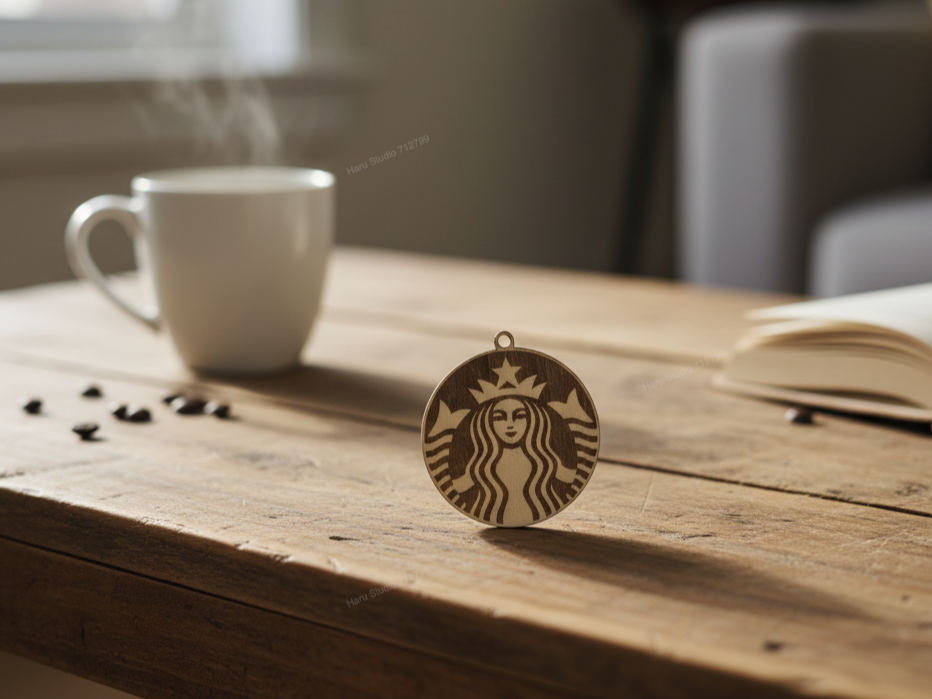 Starbucks Logo Circular Wooden Ornament