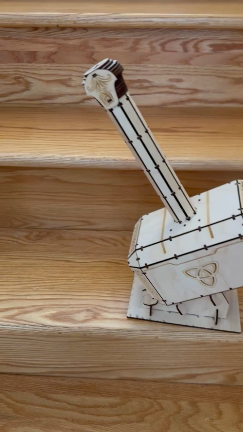 [Laser cut and engrave] Sassy Magnolia Wooden Hammer with Norse Design and Lightning Background