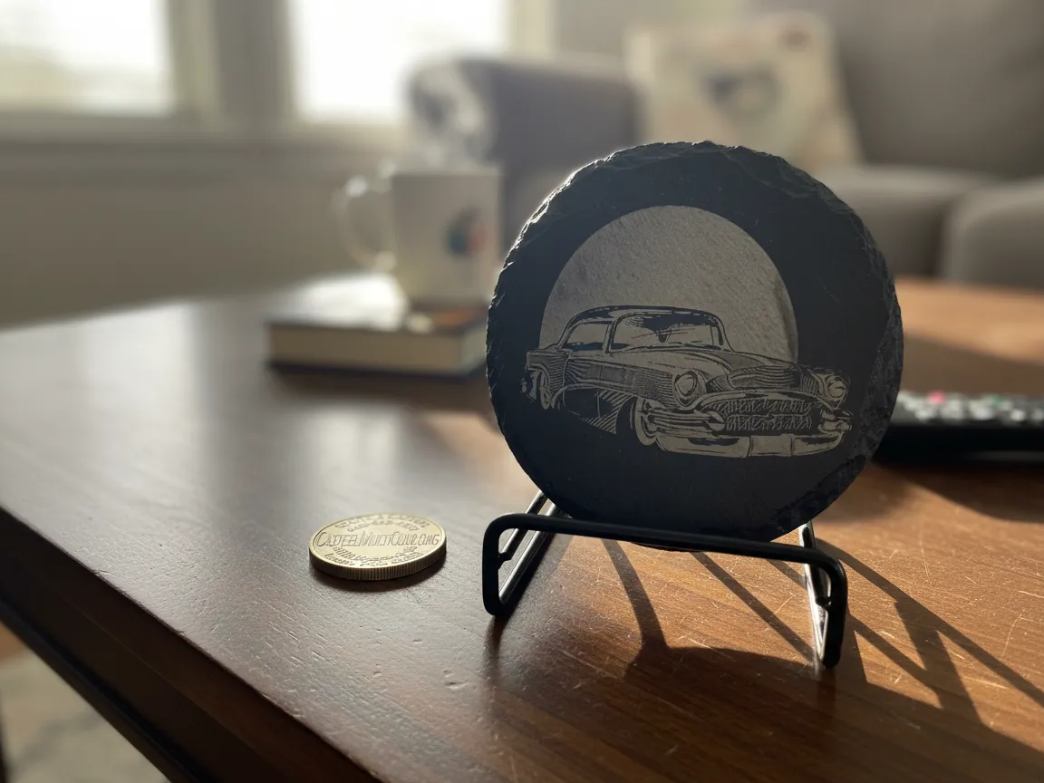 Classic Vintage Car Illustration Slate Coaster - real Atomm community coaster project