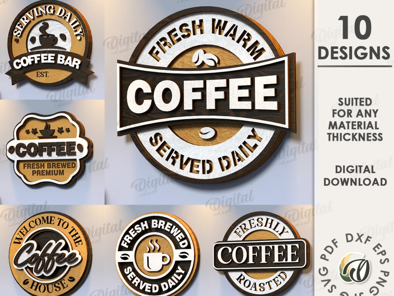3D Retro Coffee Bar Hanger Bundle kitchen wall art and decor idea
