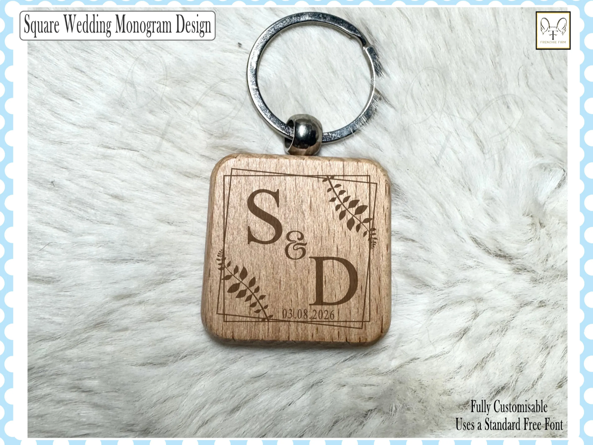 Square Monogram Wedding Keychain wedding favor return gift idea