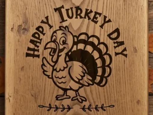 Planche à découper « Happy Turkey Day » – design de cadeau de Thanksgiving