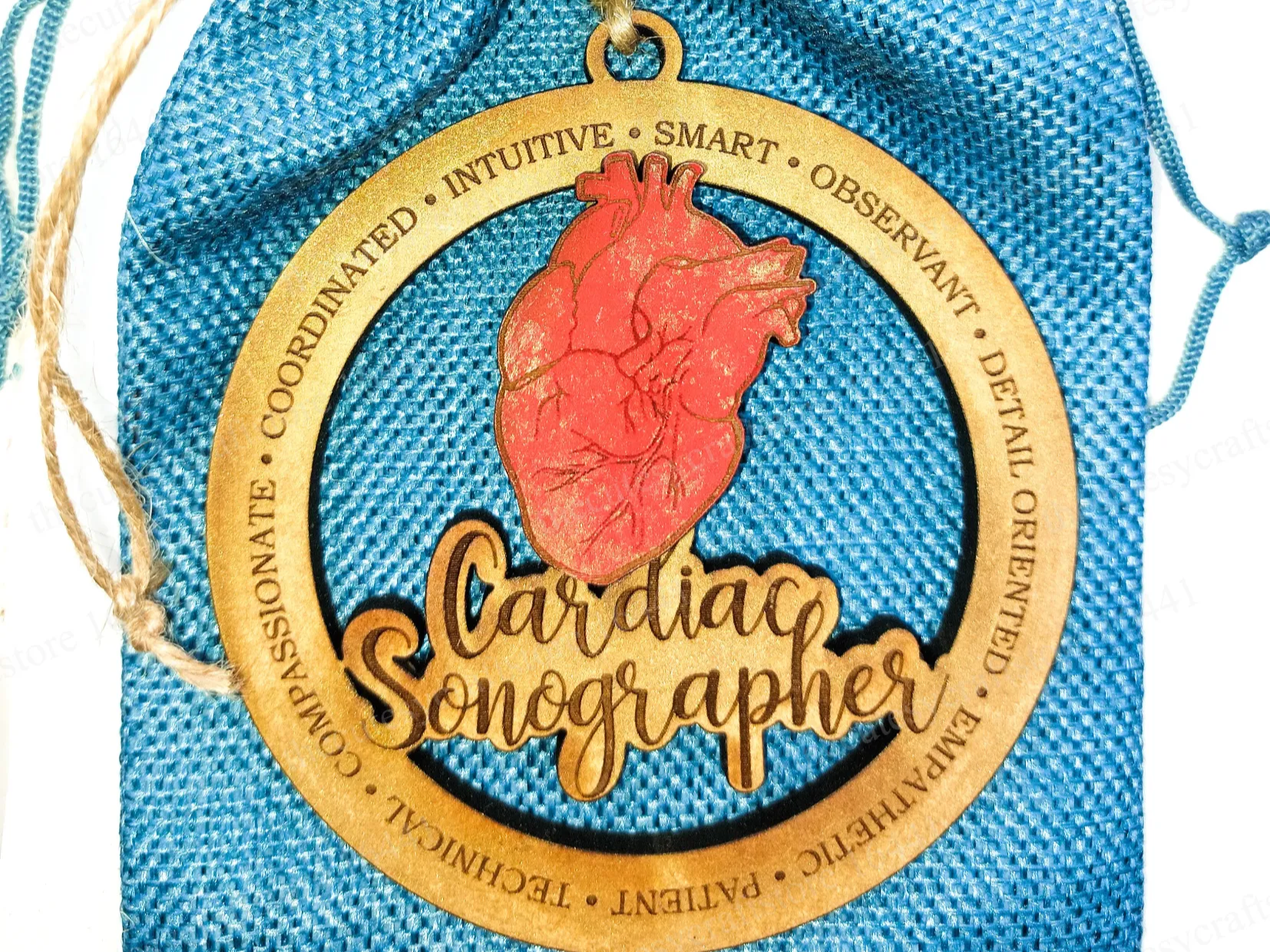 Cardiac sonographer ornament laser engraved medical professional gift