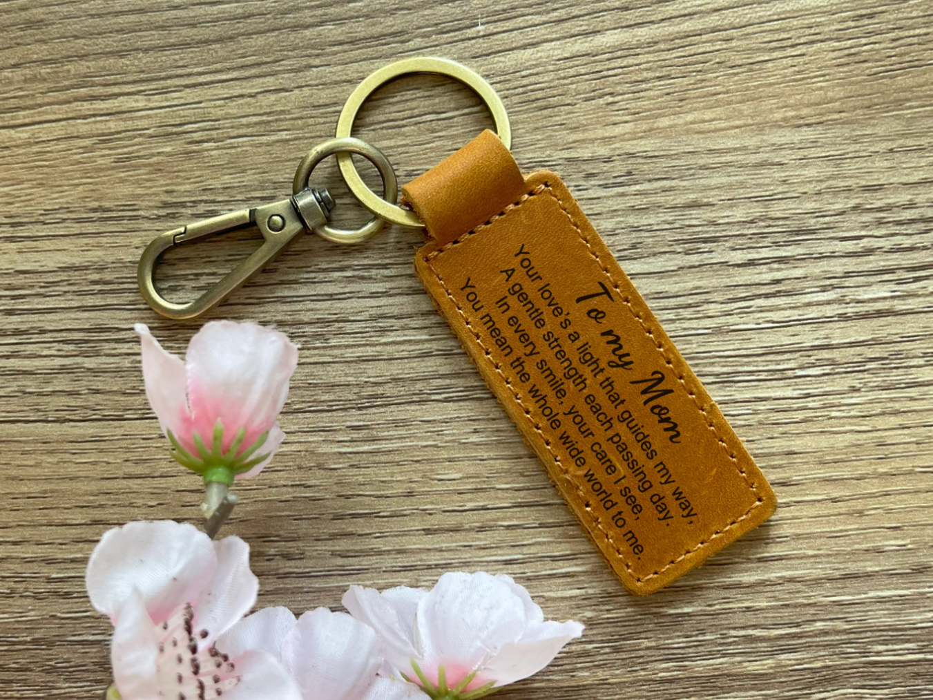 To My Mom Poem Leather Keychain custom leather keychain idea