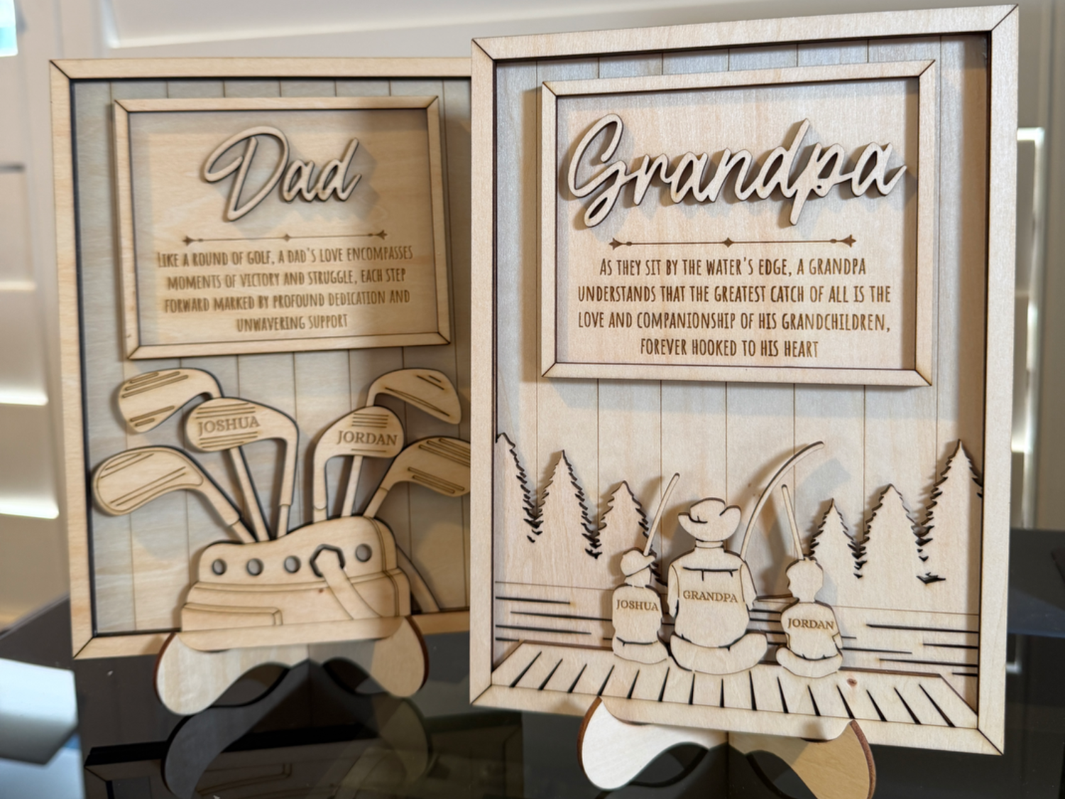 Dad's Golf and Fishing Keepsake Plaque gift design