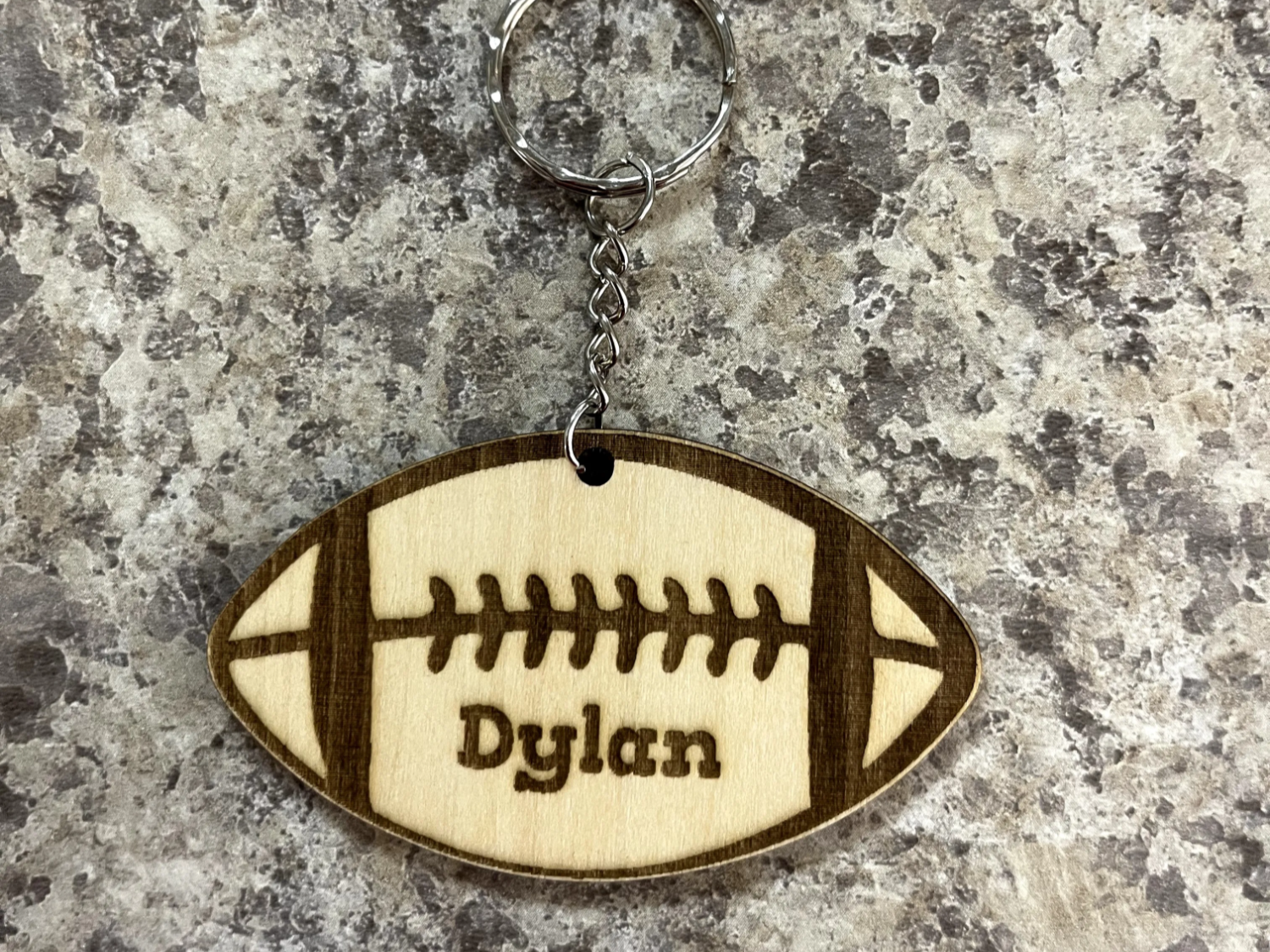 Wooden Keychains Rugby ball with name sports keychain design