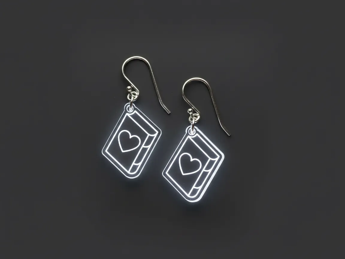 Book and Heart Earrings gift for her design