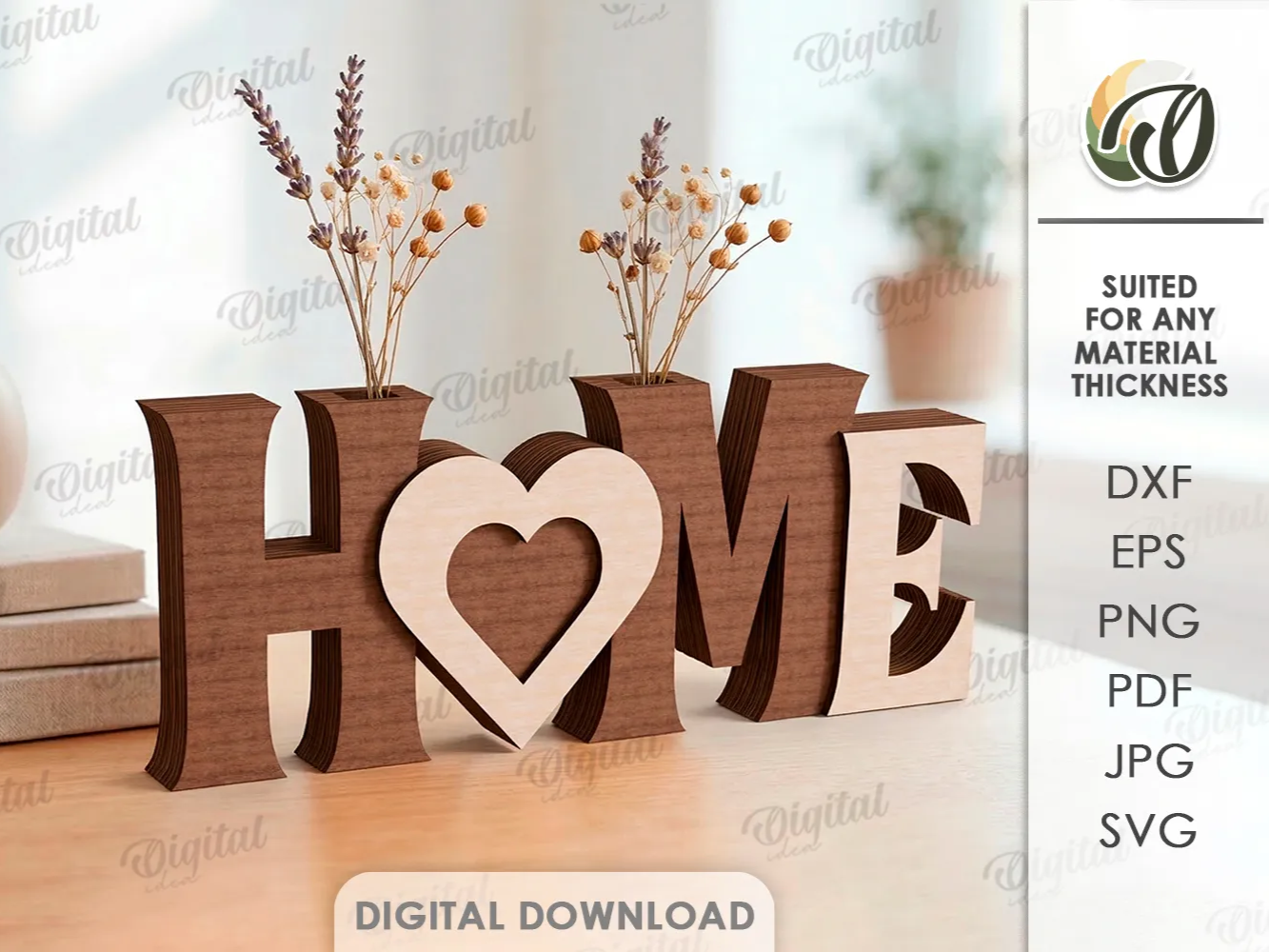 Layered wooden word sign with flower holder