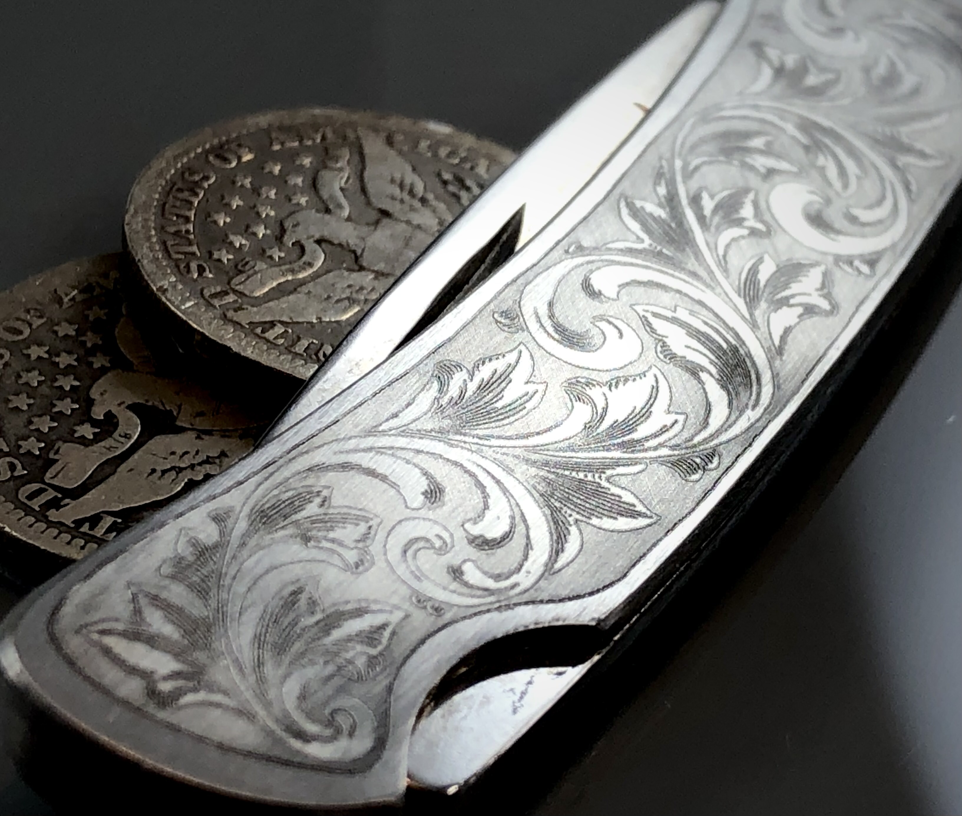 Engraved Stainless Pocket Knife anniversary gift for him idea