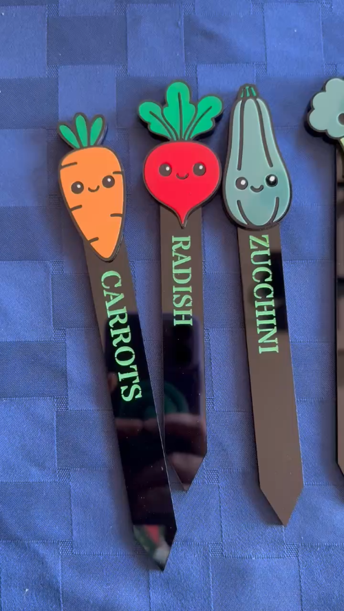 [Laser cut and engrave] Garden Fresh 19-Piece Vegetable Plant Tag Set | Laser Cut Garden Markers VERSION 2