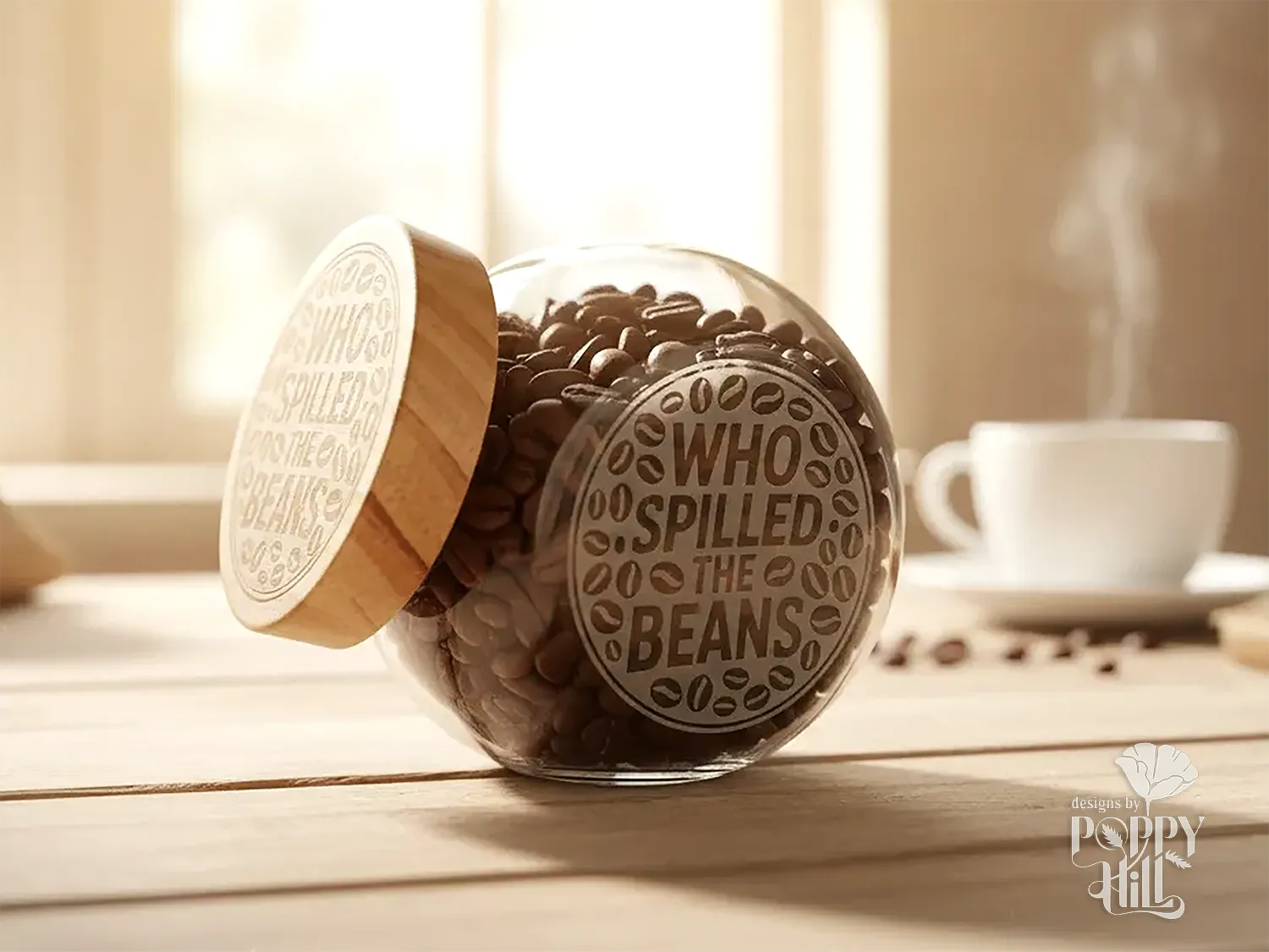 "Who Spilled the Beans" Coffee Jar gift design