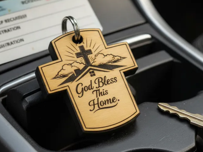 God Bless This Home Wooden Cross keychain | Free Files - Atomm