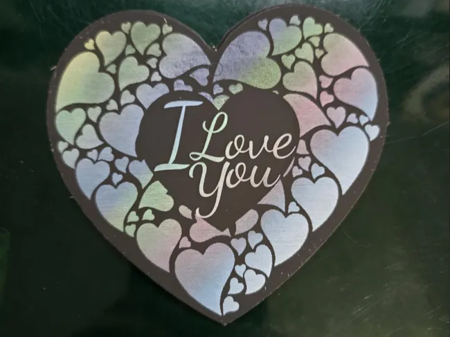 Heart ornament with an I Love You engraving