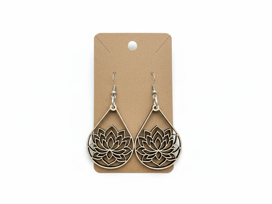 Lotus Flower Teardrop Earrings gift for her design