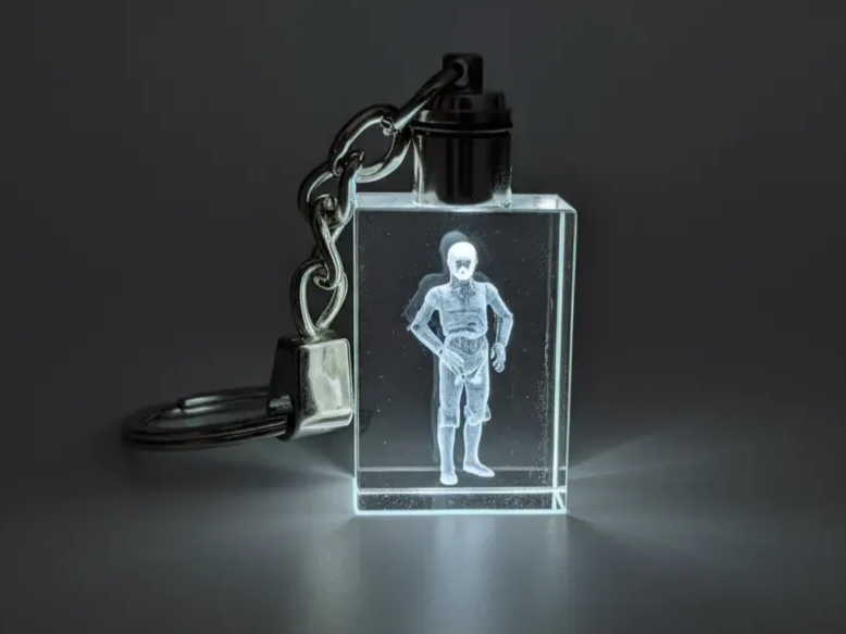 Star Wars 3D C-3PO inner engraved crystal keychain idea