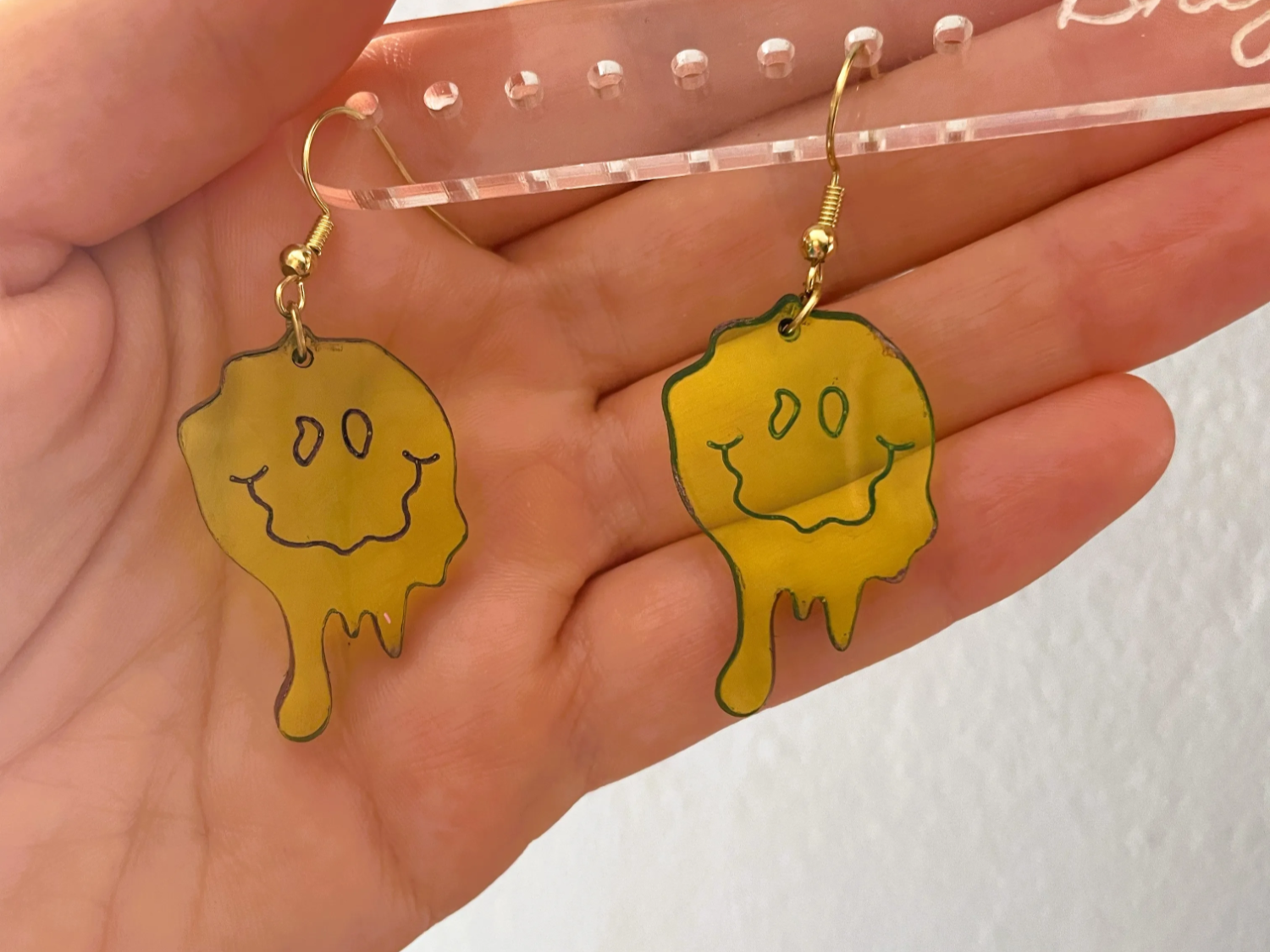Dripping Smiley Face Earrings gift for teens idea