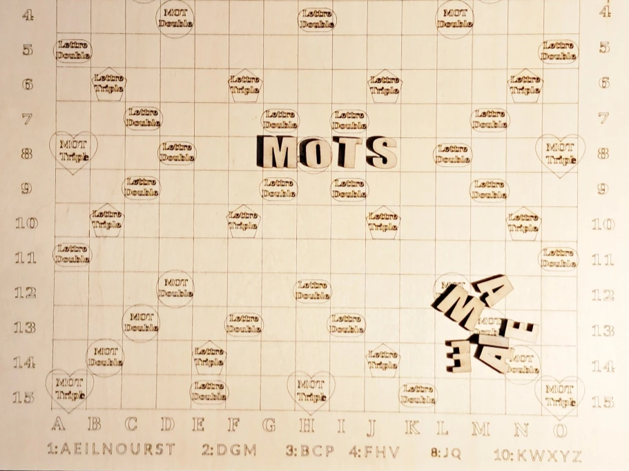 Scrabble Letter Score Board laser cut word puzzle idea