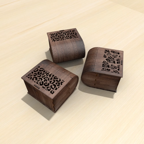 [Laser cut and engrave] Wooden box with leaf pattern