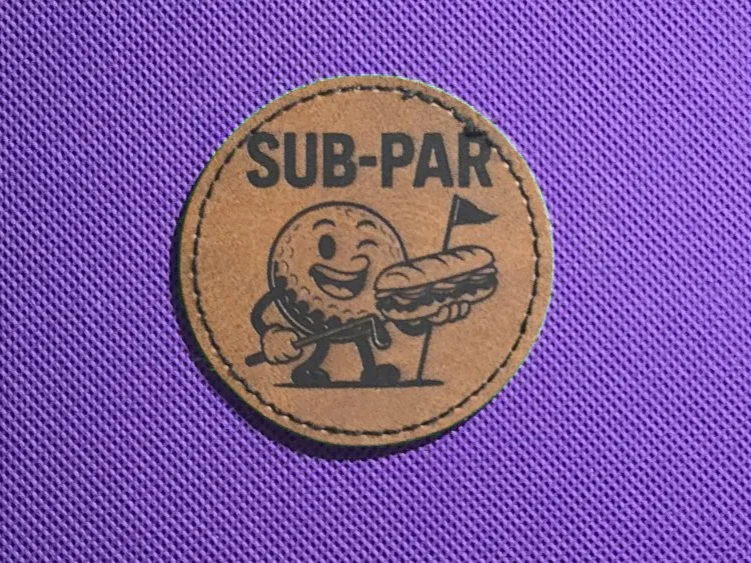 Laser Engraved "Sub-Par" Golf Ball Patch, Sandwich Design gift for him design